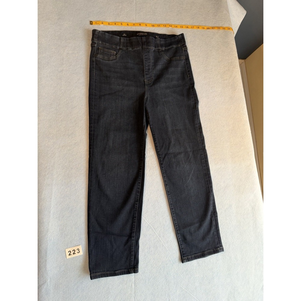 Women's Liverpool The Crop Jeans 12/31 Stretch Causal Denim Pants Blue